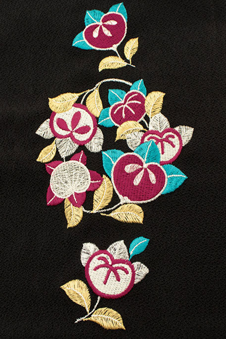 半衿/橘刺繍半衿