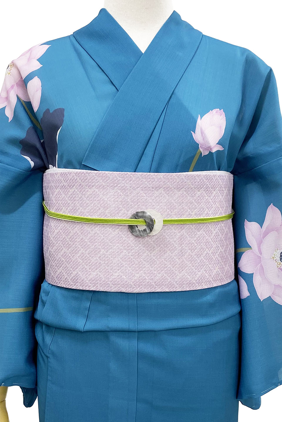 美品 撫松庵 洗える着物 トールサイズ“粋な静寂に映える牡丹☆”浴衣 G-75 撫松庵 浴衣 仕立て上がり洗える浴衣 影花（ブルー 100-337-040