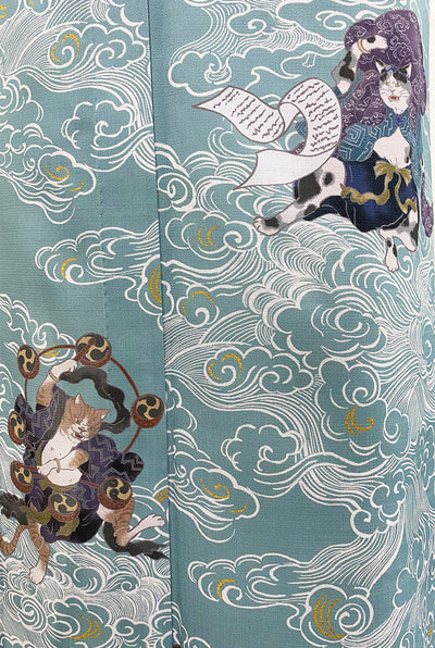 レディス浴衣/風神雷神猫