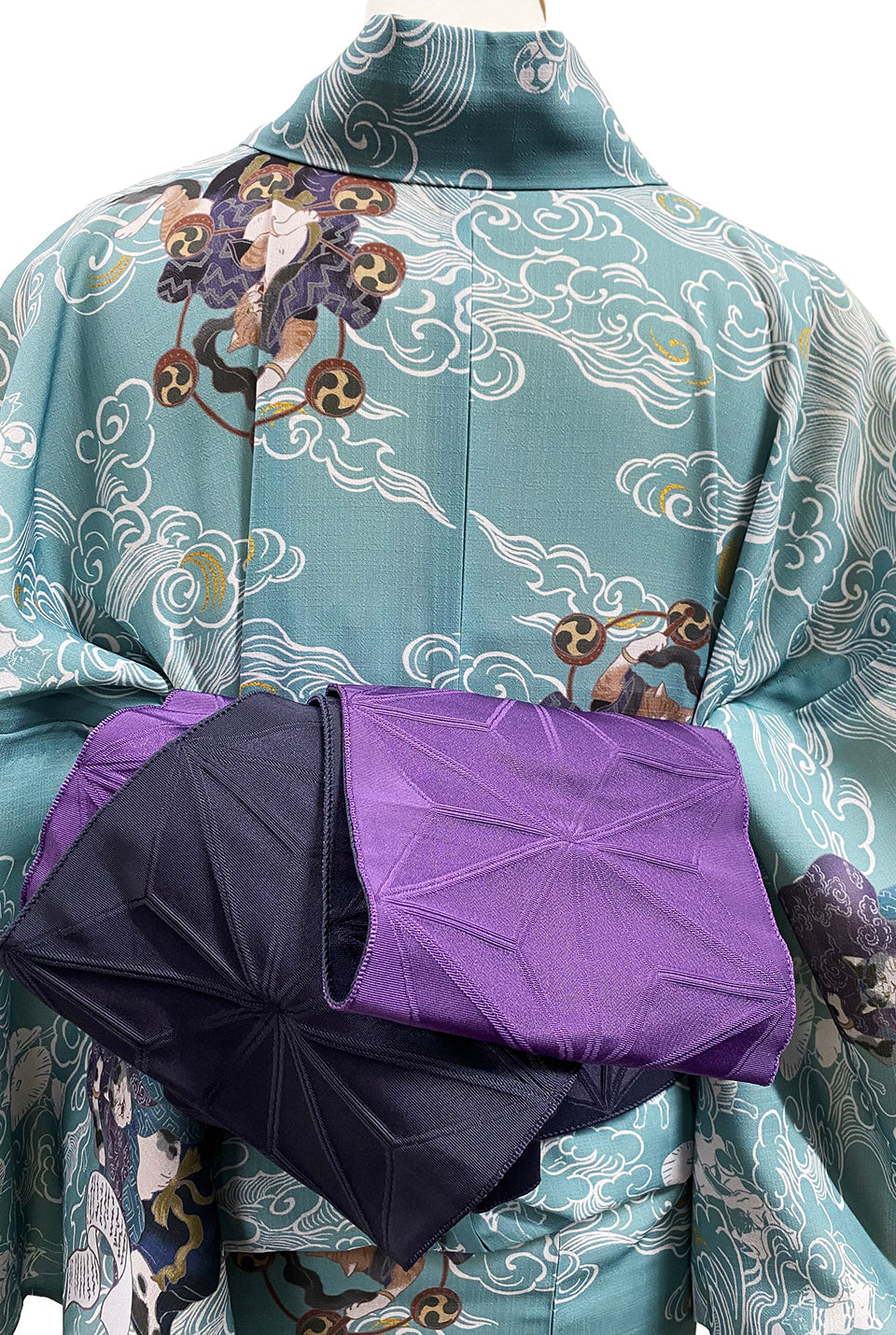 レディス浴衣/風神雷神猫