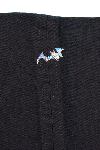 デニム/（対丈）後染めブラック蝙蝠刺繍
