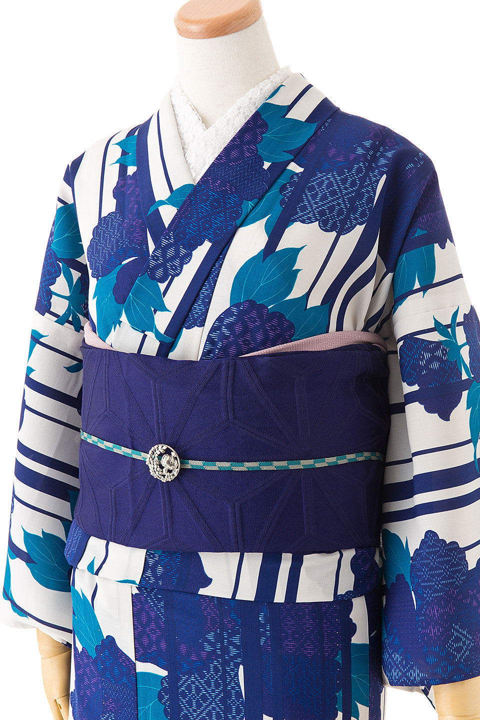 か*ん様 週末限定 撫松庵 花柄 浴衣 紺色 未使用 タグ しつけ