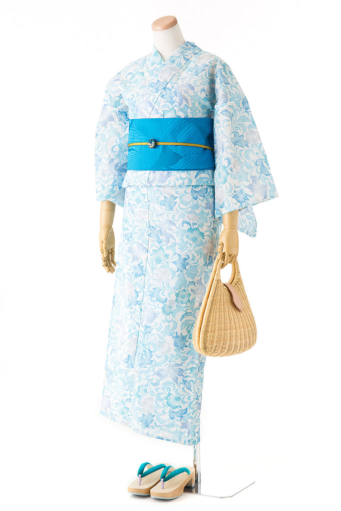 撫松庵 浴衣 パンダ 金魚 夏着物 綿100 高級 レディスゆかた/型染金魚/綿絽– 撫松庵公式通販サイト